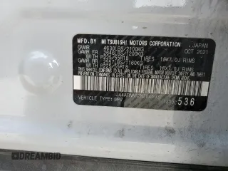 2022 Mitsubishi Eclipse Cross SE z VIN JA4ATWAA2NZ045931, wystawiony jako Copart lot #44784505 z przebiegiem 55 340 mil mil oraz Szkoda całkowita • Salvage title. Historia ofert i sprzedaży dostępna na DreamBid. Obrazek 14.