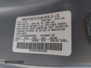 2005 Nissan 350Z Touring z VIN JN1AZ36A25M754869, wystawiony jako IAAI lot #41429477 z przebiegiem 110 896 mil mil oraz . Historia ofert i sprzedaży dostępna na DreamBid. Obrazek 9.