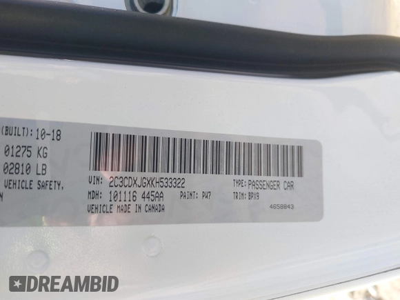 2019 Dodge Charger SXT with VIN 2C3CDXJGXKH533322, listed as a IAAI auction lot 41808838 with 95,877 mi miles and . Bid and sale history available at DreamBid. Image 9.