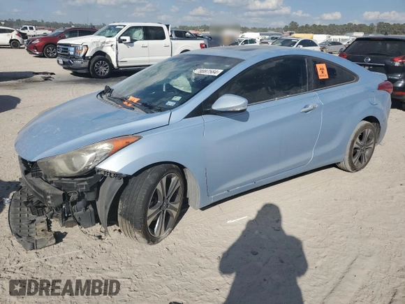 2013 Hyundai Elantra Coupe GS PZEV with VIN KMHDH6AE9DU005571, listed as a Copart auction lot 78087584 with 0 mi miles and Salvage Title. Bid and sale history available at carsss.com. Image 1.