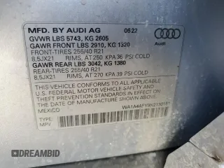 2022 Audi SQ5 Premium with VIN WA1A4AFY9N2130151, listed as a Copart auction lot 70759363 with 7,856 mi miles. Bid and sale history available at carsss.com. Image 15.
