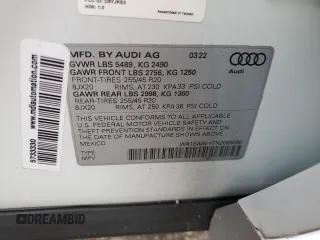 2022 Audi Q5 S line Premium Plus with VIN WA1EAAFY7N2085060, listed as a Copart auction lot 37747293 with 8,015 mi miles. Bid and sale history available at carsss.com. Image 13.