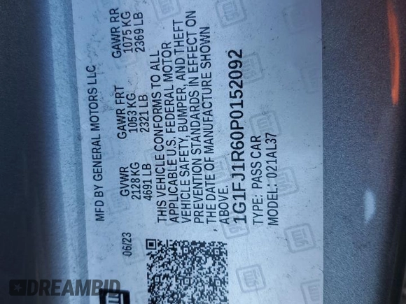 2023 Chevrolet Camaro ZL1 z VIN 1G1FJ1R60P0152092, wystawiony jako Copart lot #87179614 z przebiegiem Nie podano mil oraz Szkody całkowita. Historia ofert i sprzedaży dostępna na DreamBid. Obrazek 12.