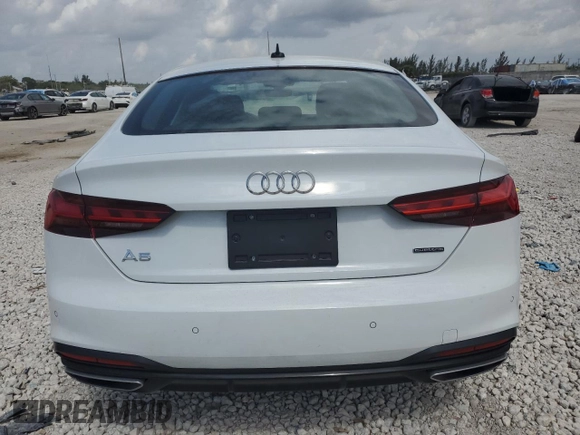 2023 Audi A5 Sportback Premium Plus with VIN WAUCBCF58PA041599, listed as a Copart auction lot 47951465 with 11,982 mi miles and Salvage Title. Bid and sale history available at carsss.com. Image 6.