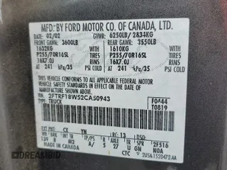 2002 Ford F-150 XL z VIN 2FTRF18W52CA50943, wystawiony jako Copart lot #62456605 z przebiegiem Nie podano mil oraz Szkoda całkowita • Salvage title. Historia ofert i sprzedaży dostępna na DreamBid. Obrazek 12.
