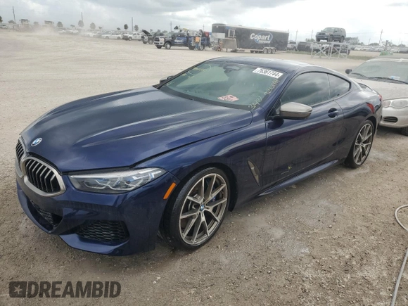 2019 BMW 8 Series M850i xDrive with VIN WBABC4C52KBU96213, listed as a Copart auction lot 76361744 with 25,219 mi miles and Non Repairable. Bid and sale history available at DreamBid. Image 1.