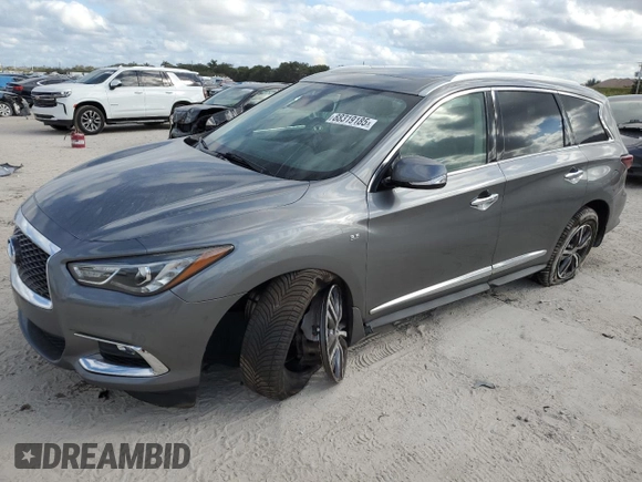 2019 Infiniti QX60 Luxe z VIN 5N1DL0MN1KC511325, wystawiony jako Copart lot #88319185 z przebiegiem 84 235 mil mil oraz Nie do naprawy • Non repairable. Historia ofert i sprzedaży dostępna na DreamBid. Obrazek 1.