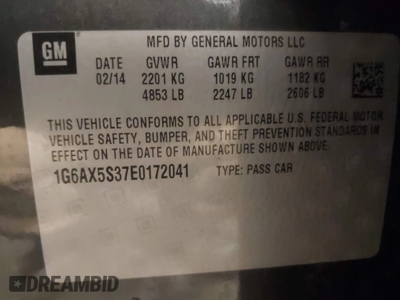 2014 Cadillac CTS Luxury AWD with VIN 1G6AX5S37E0172041, listed as a IAAI auction lot 40343343 with 102,506 mi miles and . Bid and sale history available at DreamBid. Image 9.
