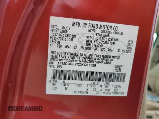 2012 Ford Escape Limited with VIN 1FMCU0E7XCKC67528, listed as a Copart auction lot 42862505 with 169,917 mi miles and Salvage Title. Bid and sale history available at DreamBid. Image 14.