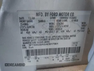 2010 Ford F-250 XL with VIN 1FTSW2BR5AEB17561, listed as a IAAI auction lot 42699954 with 223,317 mi miles and . Bid and sale history available at DreamBid. Image 9.