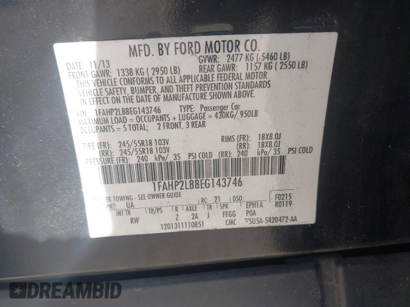 2014 Ford Police Interceptor с VIN 1FAHP2L88EG143746, выставлен на аукционе IAAI как лот 41657116 с пробегом 99 247 миль миль и . История ставок и продаж доступна на DreamBid. Изображение 9.