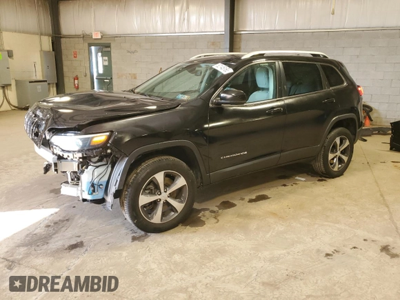 2019 Jeep Cherokee Limited with VIN 1C4PJMDN2KD255950, listed as a Copart auction lot 52145165 with 39,667 mi miles and Salvage Title. Bid and sale history available at carsss.com. Image 1.
