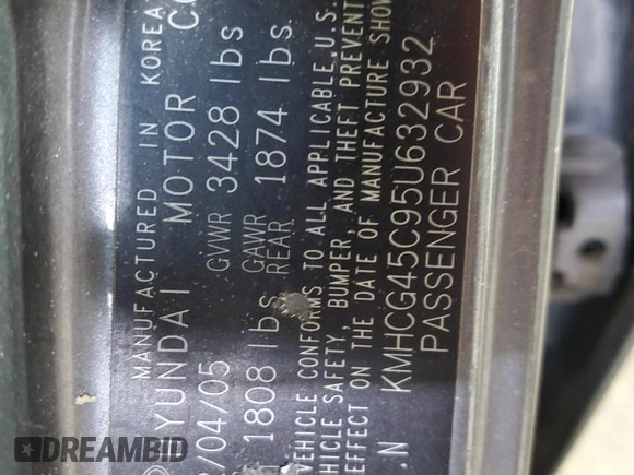 2005 Hyundai Accent GLS with VIN KMHCG45C95U632932, listed as a Copart auction lot 69448004 with 0 mi miles and Salvage Title. Bid and sale history available at carsss.com. Image 14.