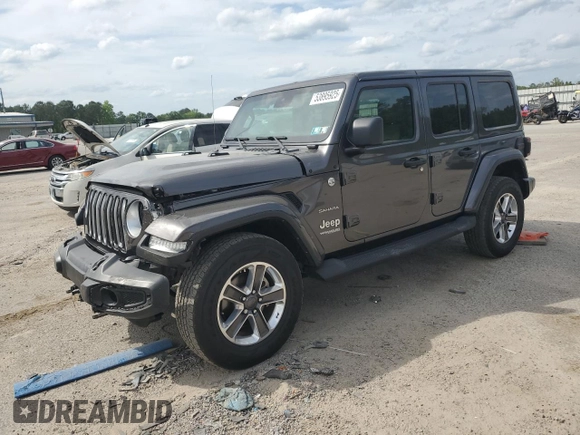 2022 Jeep Wrangler Unlimited Sahara with VIN 1C4HJXEG1NW156485, listed as a Copart auction lot 53895925 with 45,564 mi miles and Salvage title. Bid and sale history available at DreamBid. Image 1.