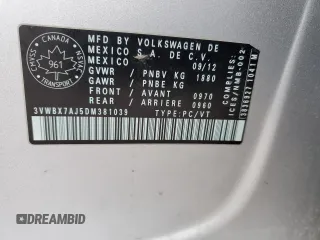 2013 Volkswagen Jetta SE z VIN 3VWBX7AJ5DM381039, wystawiony jako Copart lot #49706665 z przebiegiem 197 370 mil mil oraz Szkoda całkowita • Salvage title. Historia ofert i sprzedaży dostępna na DreamBid. Obrazek 12.