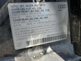 2013 Audi allroad Premium Plus with VIN WA1UFAFL9DA124026, listed as a Copart auction lot 63621474 with 130,664 mi miles and Salvage Title. Bid and sale history available at carsss.com. Image 12.