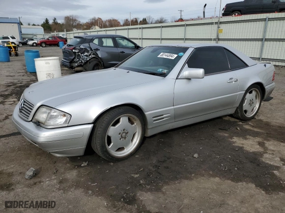 2000 Mercedes-Benz SL-Class with VIN WDBFA68F5YF189917, listed as a Copart auction lot 80144894 with 145,414 mi miles and Salvage Title. Bid and sale history available at carsss.com. Image 1.