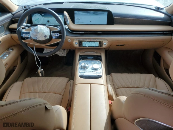 2024 Genesis G90 e-SC with VIN KMTFC4SD5RU042728, listed as a Copart auction lot 46121955 with 3,866 mi miles and Salvage Title. Bid and sale history available at carsss.com. Image 8.