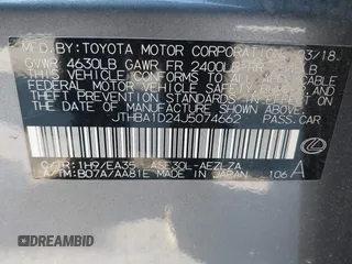2018 Lexus IS 300 z VIN JTHBA1D24J5074662, wystawiony jako IAAI lot #41678780 z przebiegiem Nie podano mil oraz . Historia ofert i sprzedaży dostępna na DreamBid. Obrazek 9.