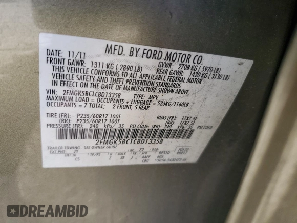 2012 Ford Flex SE with VIN 2FMGK5BC1CBD13358, listed as a Copart auction lot 86967874 with 214,705 mi miles and Clean Title. Bid and sale history available at carsss.com. Image 12.