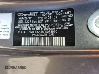 2013 Hyundai Genesis Coupe Track with VIN KMHHU6KJ8DU083980, listed as a Copart auction lot 41989205 with 108,382 mi miles and Clean title. Bid and sale history available at DreamBid. Image 12.