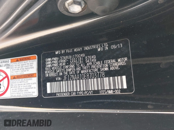 2014 Scion FR-S z VIN JF1ZNAA10E8703778, wystawiony jako IAAI lot #42264695 z przebiegiem 117 889 mil mil oraz . Historia ofert i sprzedaży dostępna na DreamBid. Obrazek 9.