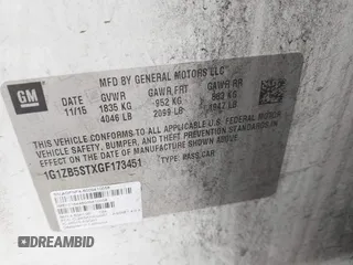 2016 Chevrolet Malibu LS с VIN 1G1ZB5STXGF173451, выставлен на аукционе IAAI как лот 42289536 с пробегом 184 986 миль миль и . История ставок и продаж доступна на DreamBid. Изображение 9.