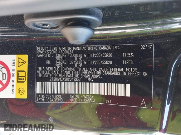 2017 Lexus RX with VIN 2T2BGMCA9HC012953, listed as a IAAI auction lot 41801492 with 97,981 mi miles. Bid and sale history available at carsss.com. Image 9.