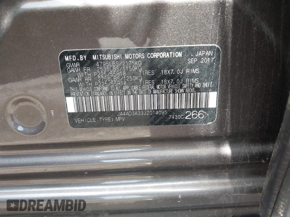 2018 Mitsubishi Outlander SE с VIN JA4AD3A33JZ014095, выставлен на аукционе IAAI как лот 42278605 с пробегом 235 000 миль миль и . История ставок и продаж доступна на DreamBid. Изображение 9.