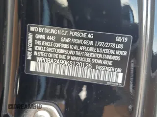 2019 Porsche 911 4 with VIN WP0BA2A99KS120126, listed as a Copart auction lot 73805804 with 0 mi miles and Salvage Title. Bid and sale history available at carsss.com. Image 13.