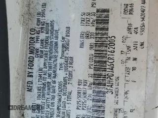 2012 Ford Fusion SEL with VIN 3FAHP0JA6CR162005, listed as a Copart auction lot 54598715 with 198,784 mi miles and Salvage Title. Bid and sale history available at carsss.com. Image 12.