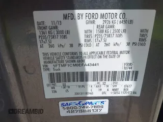 2014 Ford F-150 XL with VIN 1FTMF1CM0EFA43441, listed as a IAAI auction lot 42526218 with 232,421 mi miles and . Bid and sale history available at DreamBid. Image 9.