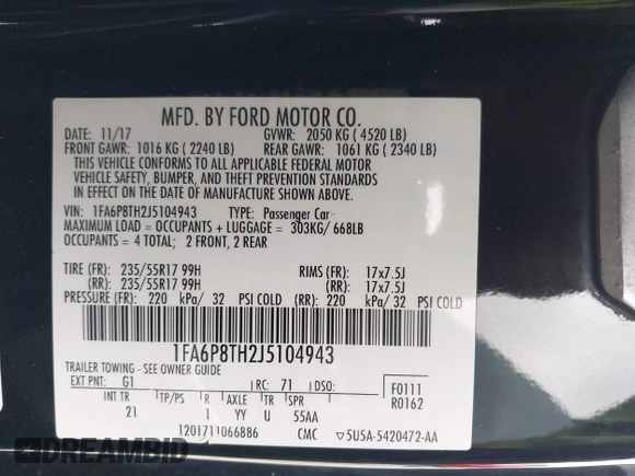 2018 Ford Mustang EcoBoost with VIN 1FA6P8TH2J5104943, listed as a IAAI auction lot 42138559 with 79,965 mi miles and . Bid and sale history available at carsss.com. Image 9.