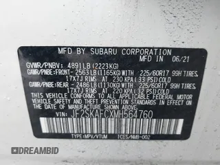 2021 Subaru Forester Premium with VIN JF2SKAFCXMH564760, listed as a IAAI auction lot 41452629 with 43,254 mi miles and . Bid and sale history available at DreamBid. Image 9.
