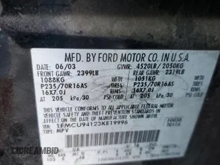 2003 Ford Escape Limited with VIN 1FMCU94123KE19996, listed as a Copart auction lot 82024934 with 225,089 mi miles and Salvage Title. Bid and sale history available at carsss.com. Image 13.