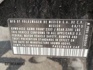 2014 Volkswagen Jetta TDI с VIN 3VWPL7AJ1EM605894, выставлен на аукционе IAAI как лот 42268917 с пробегом 77 559 миль миль и . История ставок и продаж доступна на DreamBid. Изображение 9.