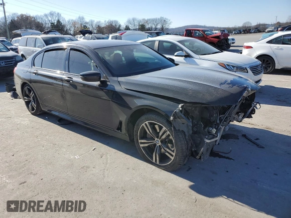 2018 BMW 7 Series 750i with VIN WBA7F0C55JGM23635, listed as a Copart auction lot 83718114 with 0 mi miles and Salvage Title. Bid and sale history available at carsss.com. Image 4.
