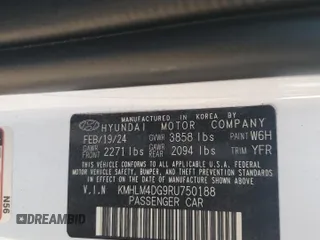 2024 Hyundai Elantra SEL with VIN KMHLM4DG9RU750188, listed as a Copart auction lot 49485825 with 18,836 mi miles and Salvage title. Bid and sale history available at DreamBid. Image 12.