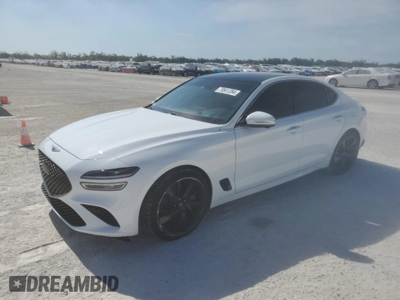 2023 Genesis G70 3.3T with VIN KMTG54TE5PU105104, listed as a Copart auction lot 79841284 with 17,724 mi miles and Salvage Title. Bid and sale history available at DreamBid. Image 1.
