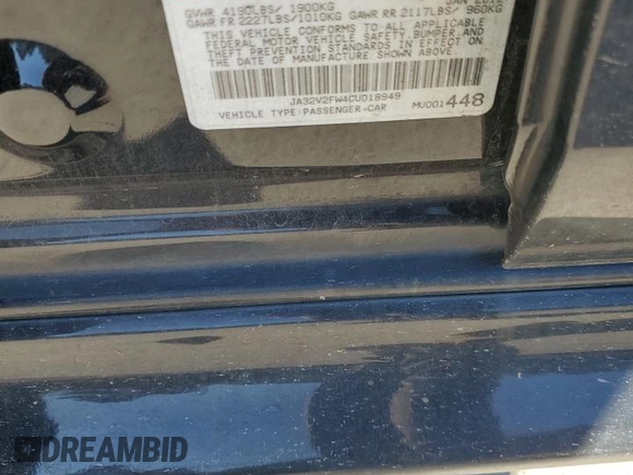 2012 Mitsubishi Lancer SE with VIN JA32V2FW4CU018949, listed as a Copart auction lot 88944175 with 85,873 mi miles and Salvage title. Bid and sale history available at DreamBid. Image 14.