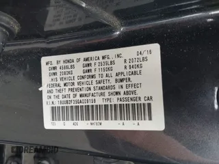 2016 Acura TLX V6 with VIN 19UUB2F35GA009159, listed as a IAAI auction lot 41972718 with 102,202 mi miles. Bid and sale history available at carsss.com. Image 9.