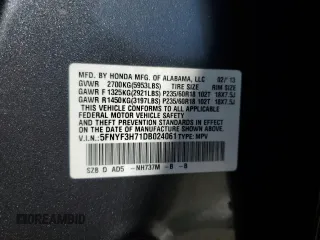 2013 Honda Pilot EX-L z VIN 5FNYF3H71DB024061, wystawiony jako Copart lot #53170895 z przebiegiem 102 295 mil mil oraz Szkoda całkowita • Salvage title. Historia ofert i sprzedaży dostępna na DreamBid. Obrazek 14.