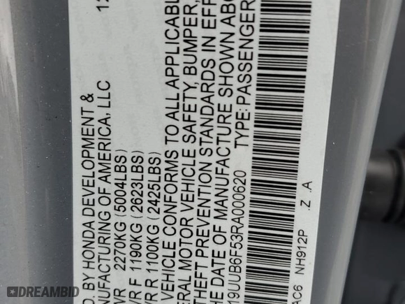 2024 Acura TLX w/A-Spec Package with VIN 19UUB6F53RA000620, listed as a Copart auction lot 72401954 with 5,581 mi miles and Salvage Title. Bid and sale history available at carsss.com. Image 12.