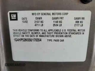 2003 Buick LeSabre Custom with VIN 1G4HP52K83U178354, listed as a Copart auction lot 53713545 with 112,539 mi miles and Salvage Title. Bid and sale history available at carsss.com. Image 13.