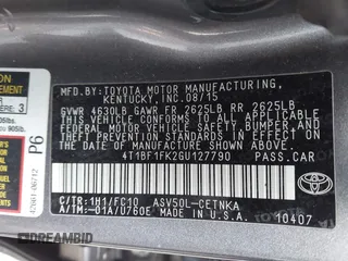 2016 Toyota Camry XLE with VIN 4T1BF1FK2GU127790, listed as a IAAI auction lot 41289837 with 151,636 mi miles and . Bid and sale history available at carsss.com. Image 9.