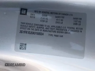 2010 Chevrolet Camaro 2SS z VIN 2G1FK1EJ0A9190524, wystawiony jako IAAI lot #41686103 z przebiegiem 168 031 mil mil oraz . Historia ofert i sprzedaży dostępna na DreamBid. Obrazek 9.