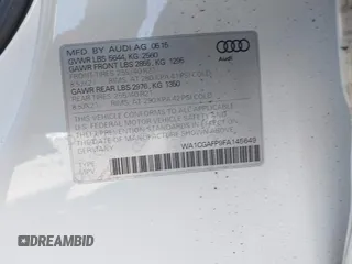 2015 Audi SQ5 Premium Plus with VIN WA1CGAFP9FA145649, listed as a IAAI auction lot 41670312 with 1 mi miles. Bid and sale history available at carsss.com. Image 9.