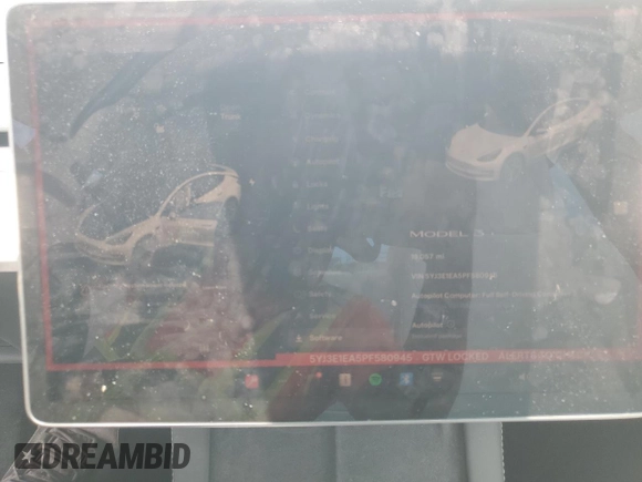 2023 Tesla Model 3 z VIN 5YJ3E1EA5PF580945, wystawiony jako Copart lot #58139125 z przebiegiem 19 057 mil mil oraz Szkoda całkowita • Salvage title. Historia ofert i sprzedaży dostępna na DreamBid. Obrazek 9.
