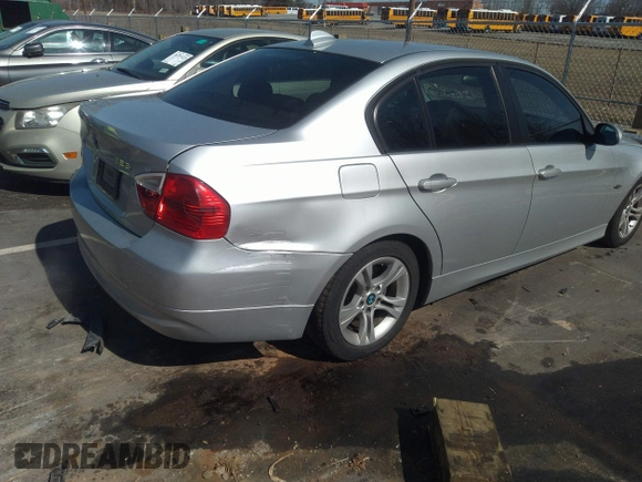 2008 BMW 3 Series 328i with VIN WBAVA37588NL53989, listed as a IAAI auction lot 38807371 with 179,844 mi miles. Bid and sale history available at carsss.com. Image 6.