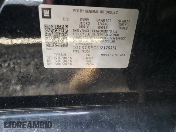 2018 Chevrolet Silverado 1500 LT with VIN 1GCRCREC3JZ176351, listed as a Copart auction lot 49270095 with 146,608 mi miles and Salvage Title. Bid and sale history available at DreamBid. Image 14.